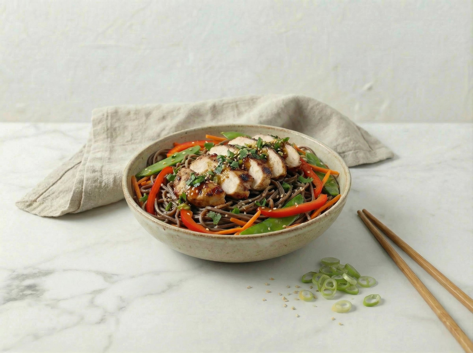 Korean Buckwheat Noodle Salad with Grilled Chicken Recipe