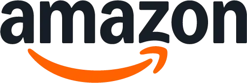 Amazon logo with black text and orange arrow.
