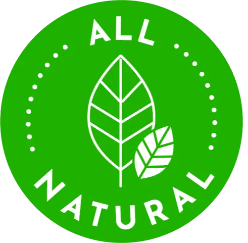 Green logo with a leaf and 'All Natural' text on a white background